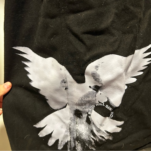 Prime Eleven Black Oversized Dove Print Trench Coat - Picture 3 of 4